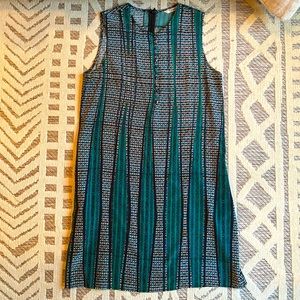 Tucker sleeveless silk print dress